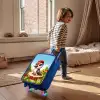 Specht op en boomstronk Kinderkoffer - Blauw klein -sfeer1