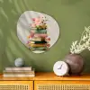 Boeken - Stapel - Bloemen - Kleurrijk Wandcirkel Organisch Forex 3mm klein -sfeer2
