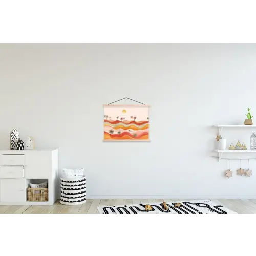 Abstract landschap - Palmbomen - Kleurrijk textielposter latten blank klein -kinderkamer
