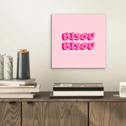 Bisou - Roze - Dikke letters aluminium wit klein -sfeer1