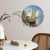 Zeilschip - Huizen - Kade - Zee Wandcirkel kunststof plaat 5mm dik klein -sfeer4