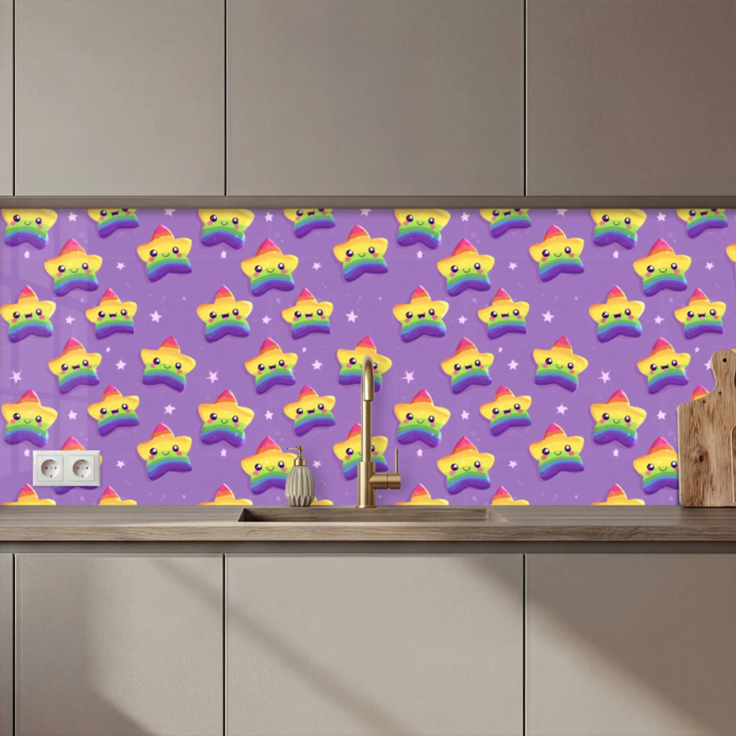 Sterren - Regenboog - Paars keuken achterwand 2 middel 871 zz_3dshopping