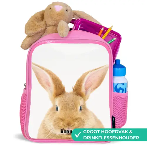 Snuffels met Tevreden Hoofd Kinderrugzak - Roze middel -inhoud_NL