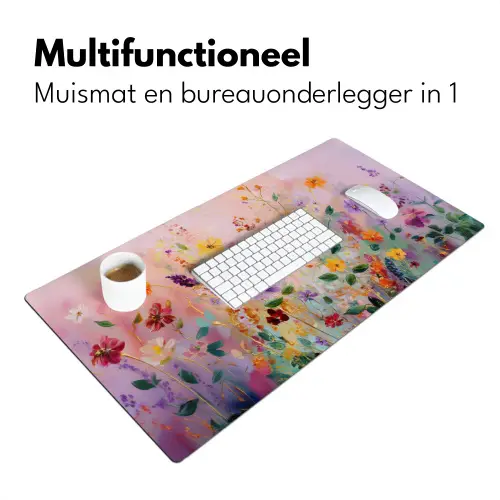Schilderij - Bloemen - Abstract - Kleurrijk Muismat XXL klein -sfeer4