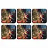 Kerstman - Haard - Donker onderzetter kurk middel -3d