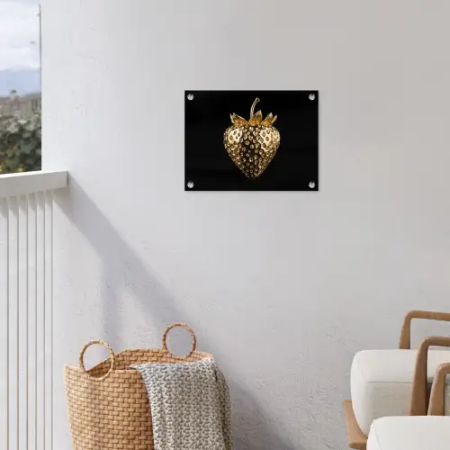 Aardbei - Goud - Zwart - Chrome tuinposter los doek klein -sfeer8