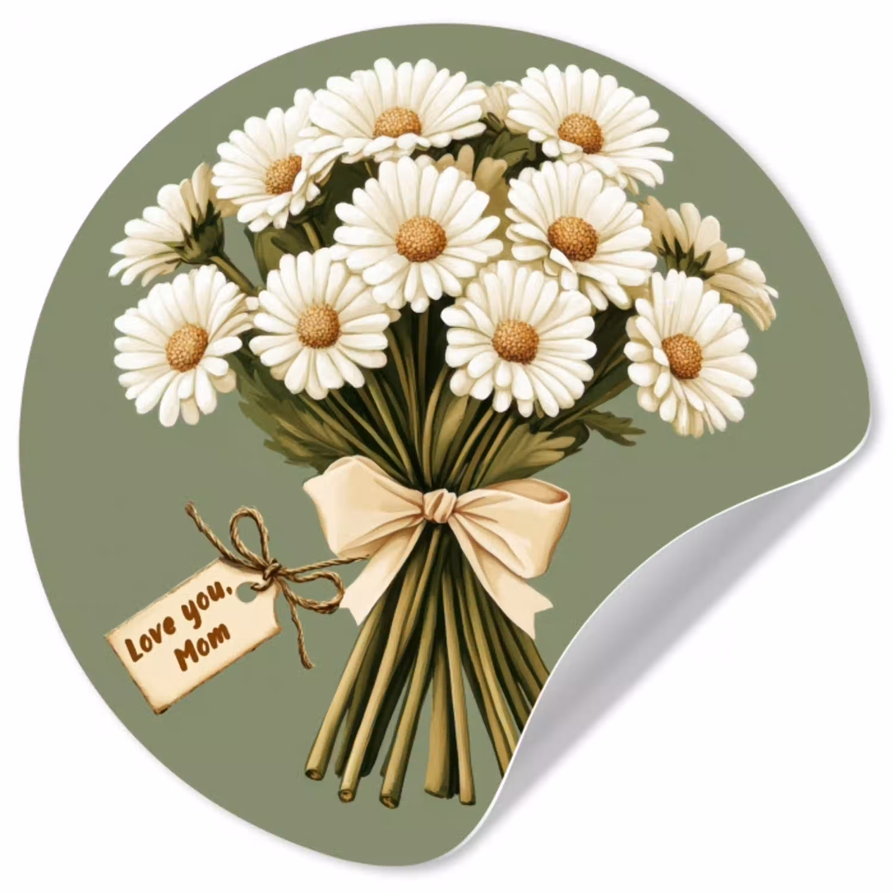 Lint - Boeket - Groen - Quote Wandcirkel behangsticker klein -3d