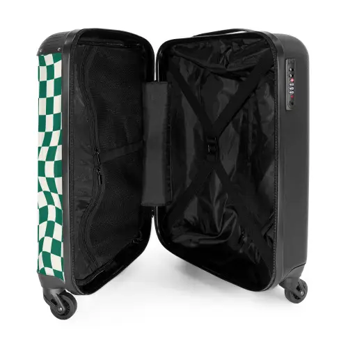 Patronen - Optische illusie in groen en wit NBS - Handbagage koffer - Kinderen Unisex middel -binnenkant