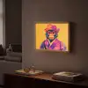 Aap - Kimono - Bloemen - Hoofdtooi Light Box met batterij (Wandlamp) middel -sfeer1