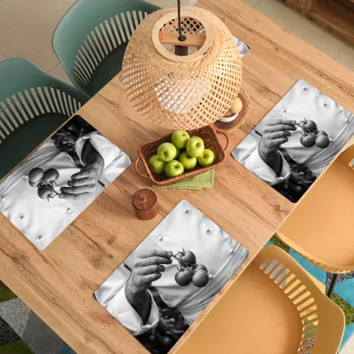 Tomaten - Chef - Zwart - Wit Placemat vinyl groot -zzsfeer5_Kitchenyeah-website