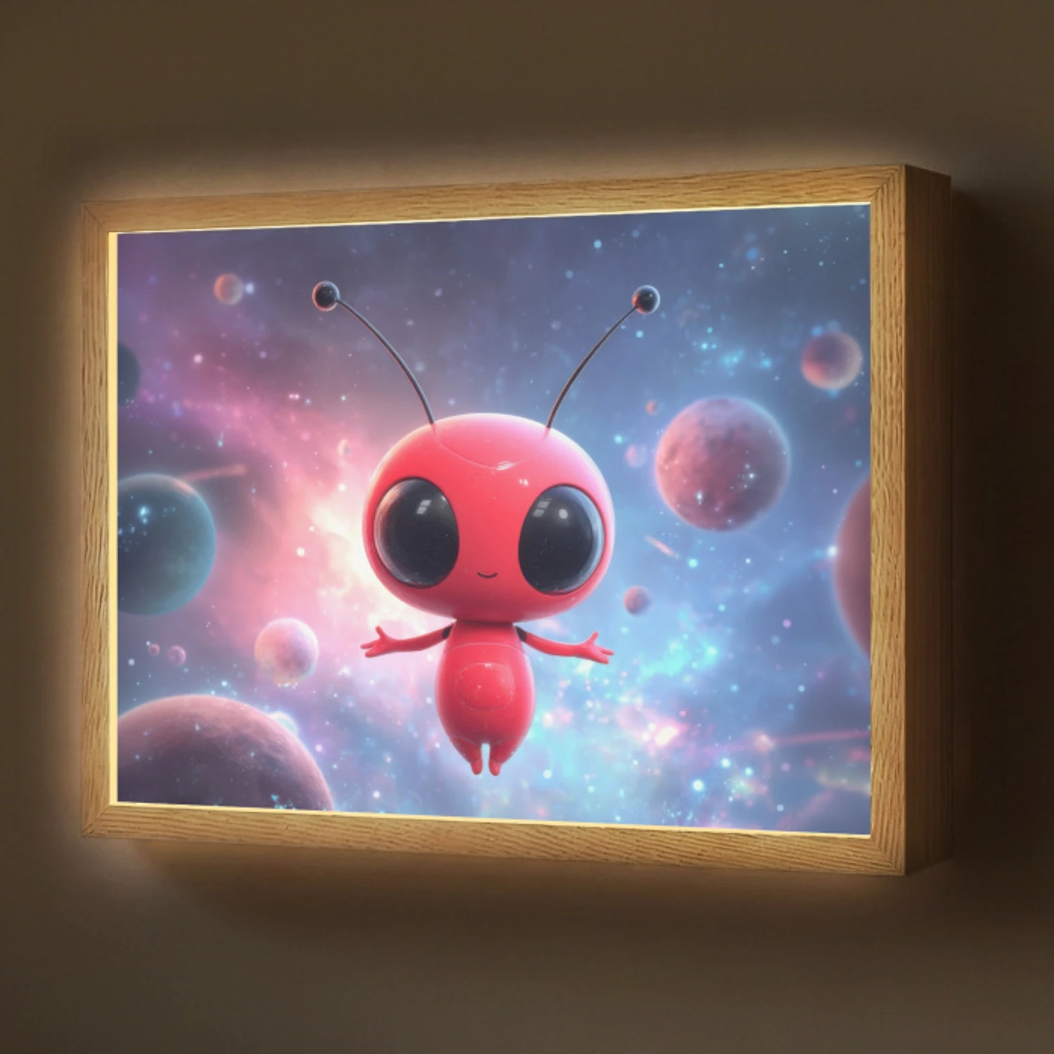 Buitenaards wezen - Rood - Planeten Light Box met batterij (Wandlamp) middel -z3d_website