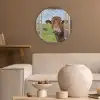 Doorkijk - Koe - Weiland - Landschap - Dieren Akoestische PET Vilt - Rond klein -sfeer1