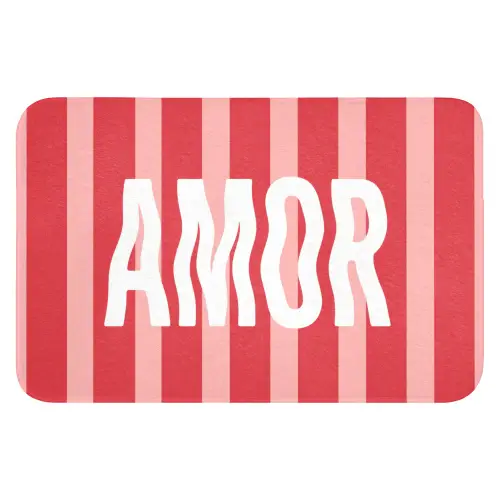 Amor - Strepen - Rood - Roze Badmat klein -3d