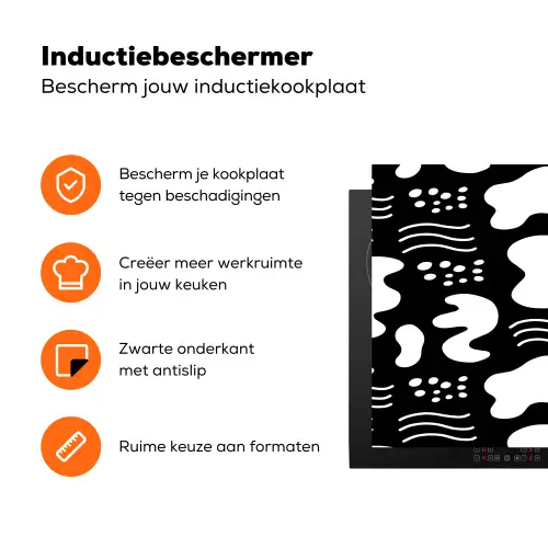 Wit - Zwart - Dynamisch - Patroon Inductie beschermer vinyl 3mm klein 276 -zzzzzzz-td-ups