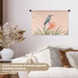 Vogel - Bloem - Natuur - Roze Wandkleed katoen klein -tsfeer1_DE