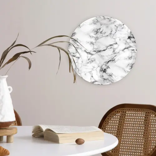 Marmer - Zwart - Dramatisch - Wit Wandcirkel plexiglas klein 852 -sfeer4