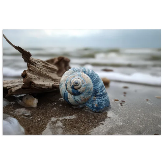 Poster - Schelp - Strand - Blauw - Zee