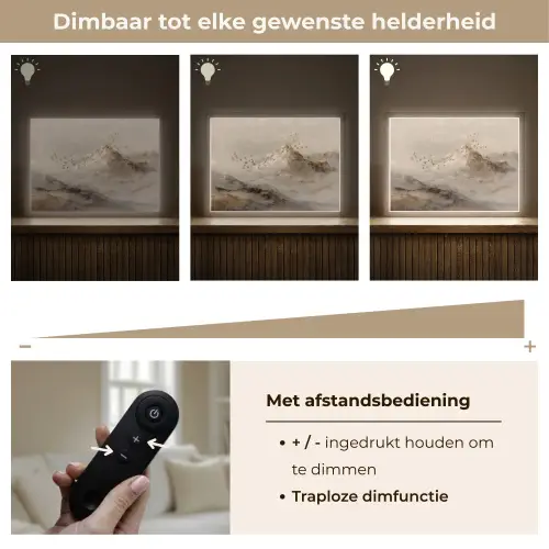 Berglandschap - Mist  - Penseelstreken Light Box met batterij (Wandlamp) middel -USP_dimbaarNL