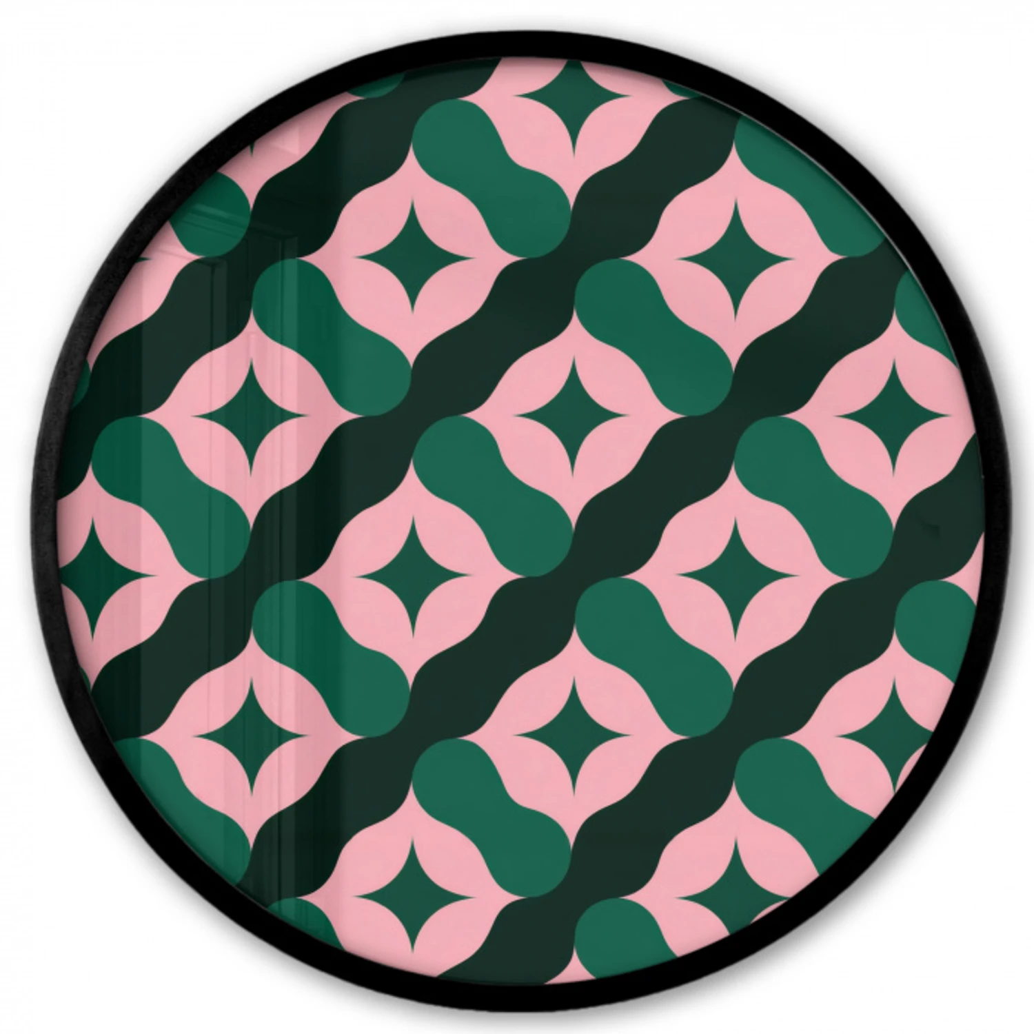 Groen - Roze - Retro - Sterren Fotolijst rond zonder passe partout klein 856 -3d