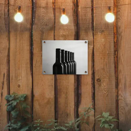 Wijnflessen - Zwart - Minimalistisch tuinposter los doek klein -sfeer1