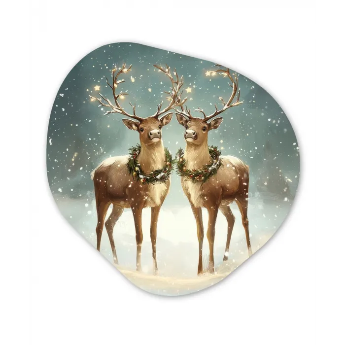 Kerstmagie - Winterwoud - Rendier Wandcirkel Organisch Forex 3mm klein -3d