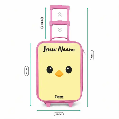 Kawai - Kuiken - Geel Kinderkoffer - Roze klein -productfoto_formaten