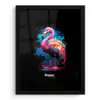 Gekleurde flamingo voor een verfexplosie fotolijst zwart zonder passe partout klein -3d