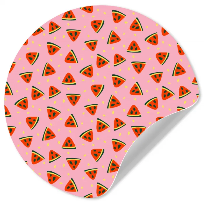 Roze - Watermeloen - Geel - Stippen Wandcirkel behangsticker klein 186 -3d