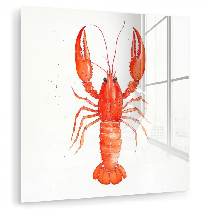 Kreeft - Waterverf - Aquarel - Oranje plexiglas 5mm klein -zzzproduct_nieuw