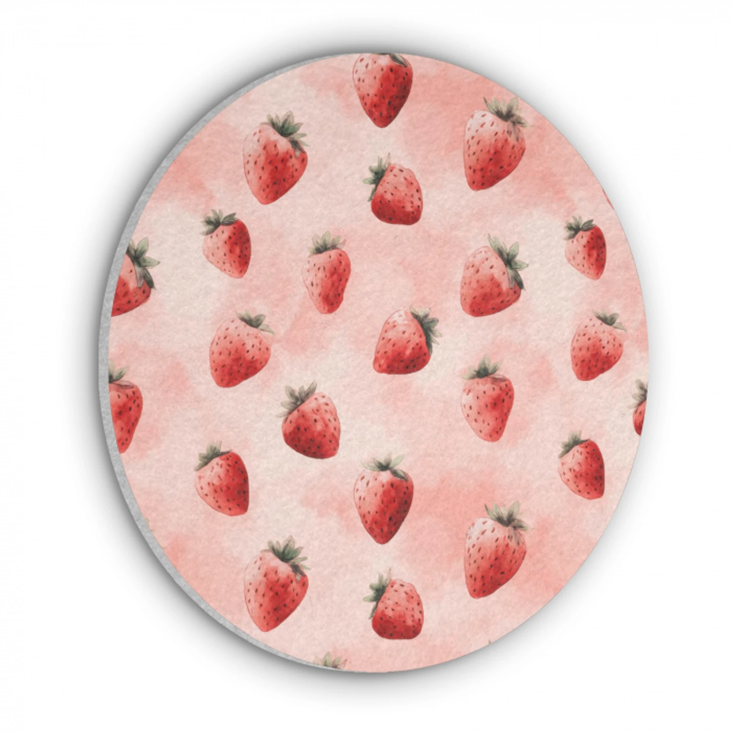 Aardbei - Patroon - Roze Akoestische PET Vilt - Rond klein 838 -3d