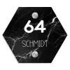 Marmer - Modern Naambord Hexagon klein -3d