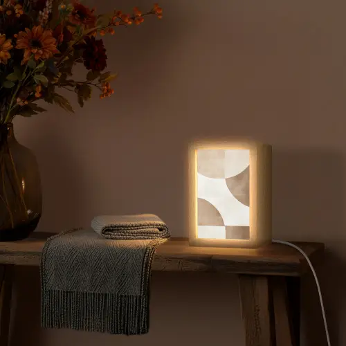 Snijdende cirkels - Overlappende vlakken Light Box met kabel (Tafellamp) klein -sfeer4