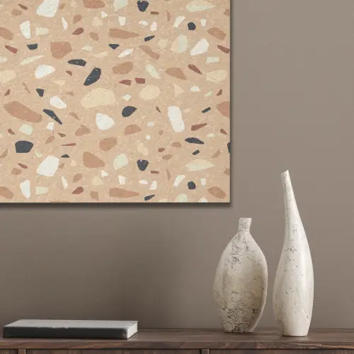 Terrazzo - Patroon - Kleurrijk - Oranje PET vilt klein 837 -sfeer6_closeup