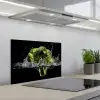 Broccoli - Groen - Water - Zwart keuken achterwand spatscherm klein -3d_schuin