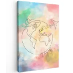 Voyage - Wereldbol - Pastel - Quote Tuinposter op houten frame 2 cm dik middel -3d