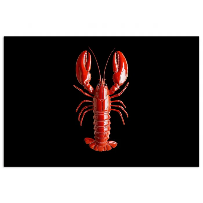 Kreeft - Glossier Rood - Zwart poster papier klein -3d