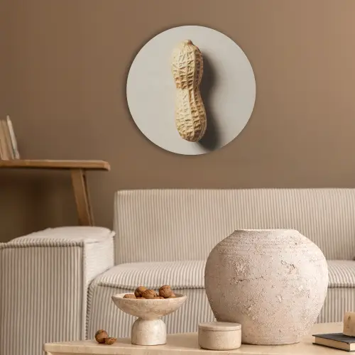 Pinda - Ruw - Beige Akoestische PET Vilt - Rond klein -sfeer1