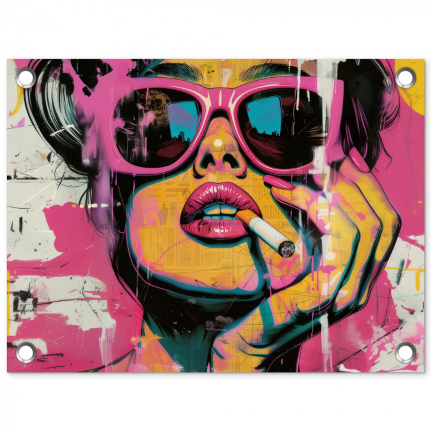 Portret - Vrouw - Abstract - Zonnebril tuinposter los doek klein -3d