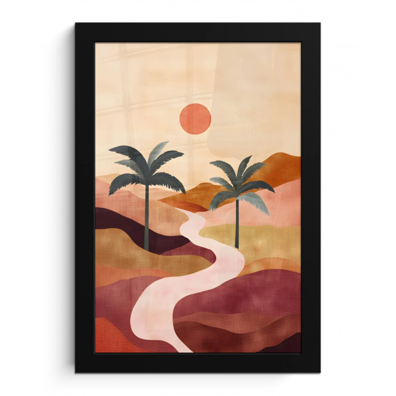 Heuvels - Palmbomen - Abstract fotolijst zwart zonder passe partout klein -3d