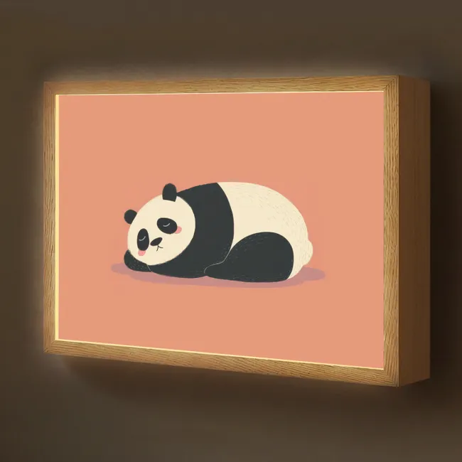 Lightbox - Wandlamp kinderkamer - Panda - Slaap - Oranje