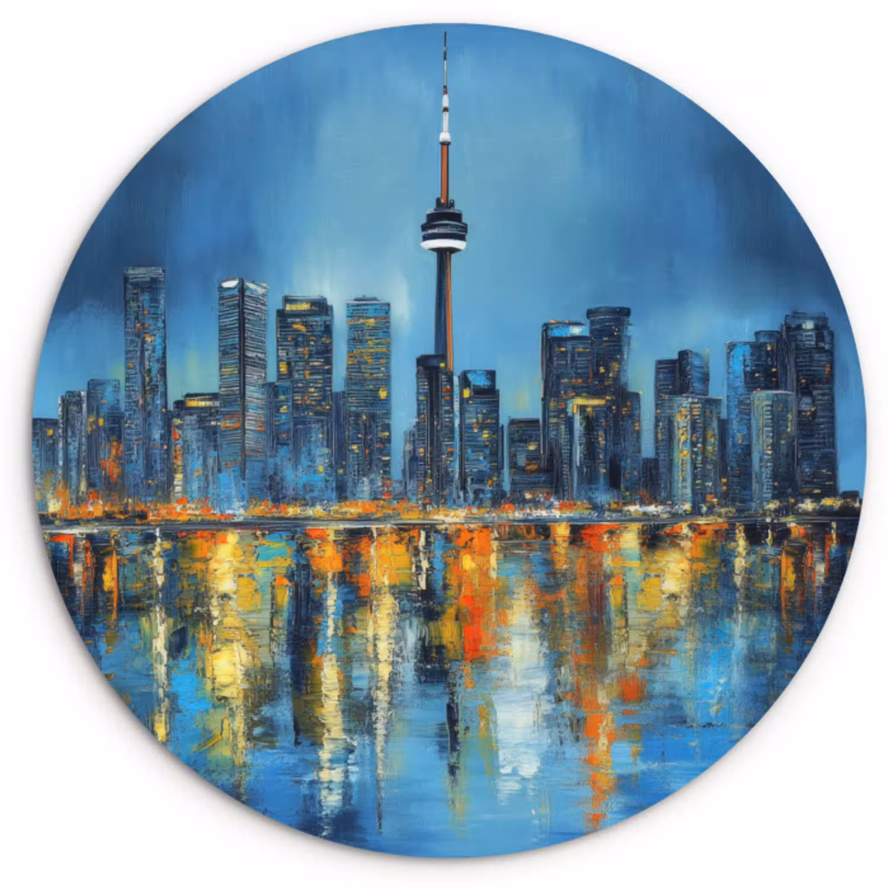Skyline Toronto - Water - Stadslichten - Toren Wandcirkel plexiglas klein -3d