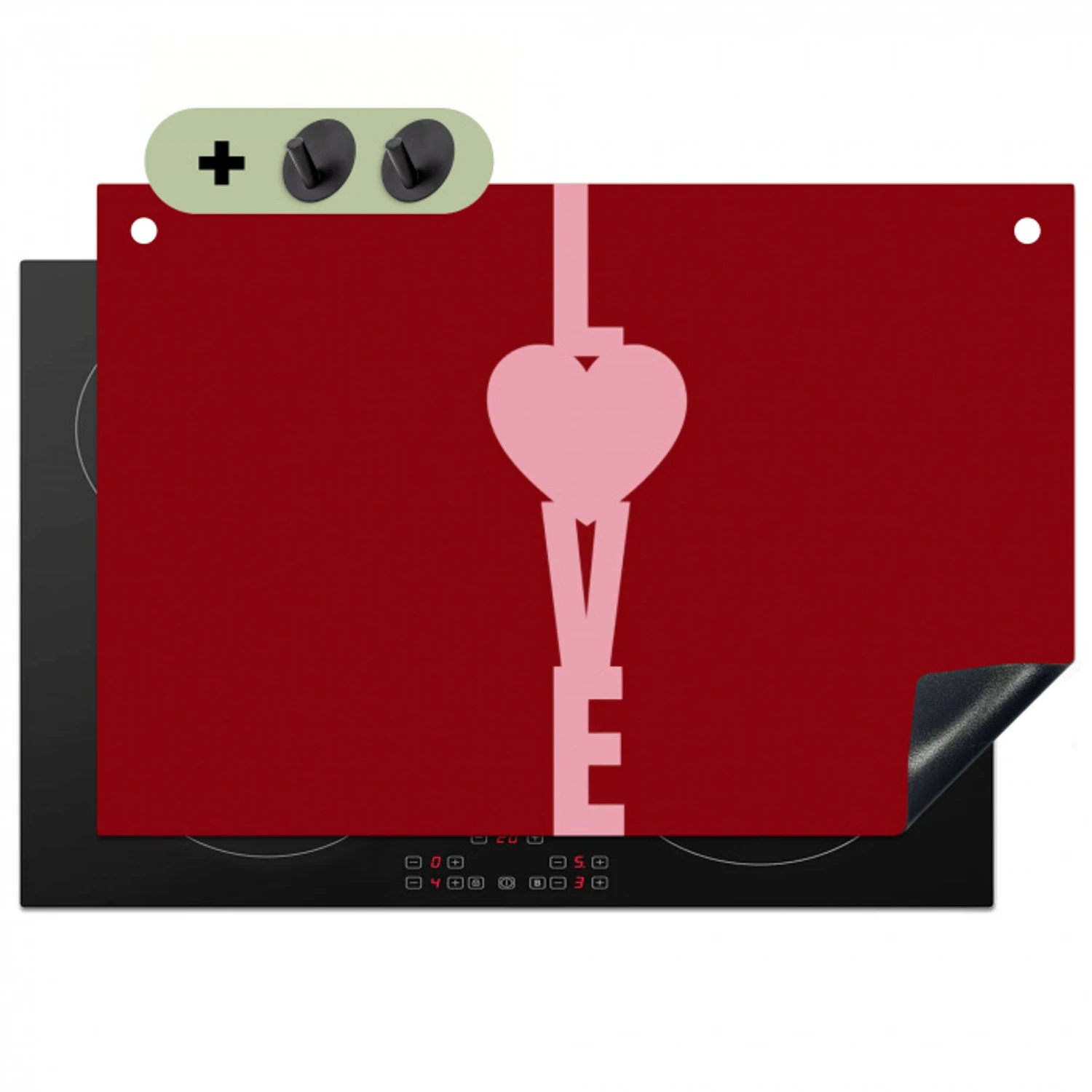 Love - Hart - Rood Inductie beschemer met haakjes klein -3d