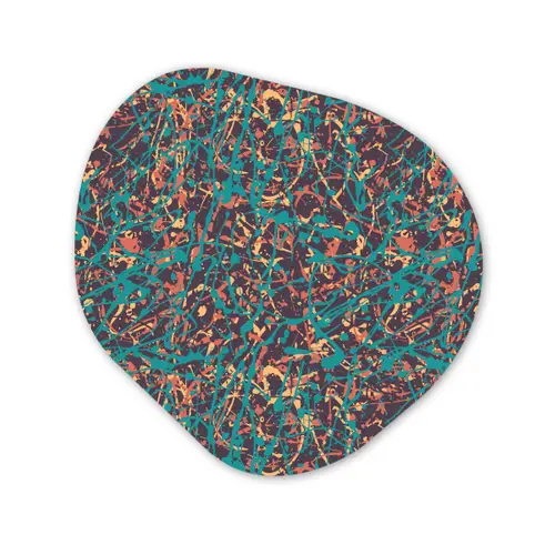 Spat - Abstract - Oranje - Groen Wandcirkel Organisch Forex 3mm klein 629 -3d