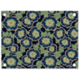 Bloemen - Borduurwerk - Patroon - Blauw - Groen tuinposter los doek klein 239 -3d