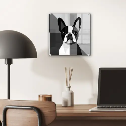 Buldog - Zwart - Abstract - Vlakken plexiglas 5mm klein -sfeer6