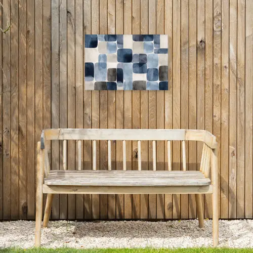 Patroon - Blauw - Vierkanten Tuinposter op houten frame 2 cm dik klein -sfeer4