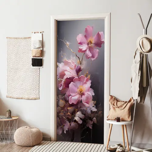 Bloemen - Roze - Stilleven - Kunst deurposter klein -sfeer6