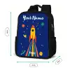 Raket - Sterren - Planeet - Ruimte Rugzak - Zwart middel -productfoto_formaten