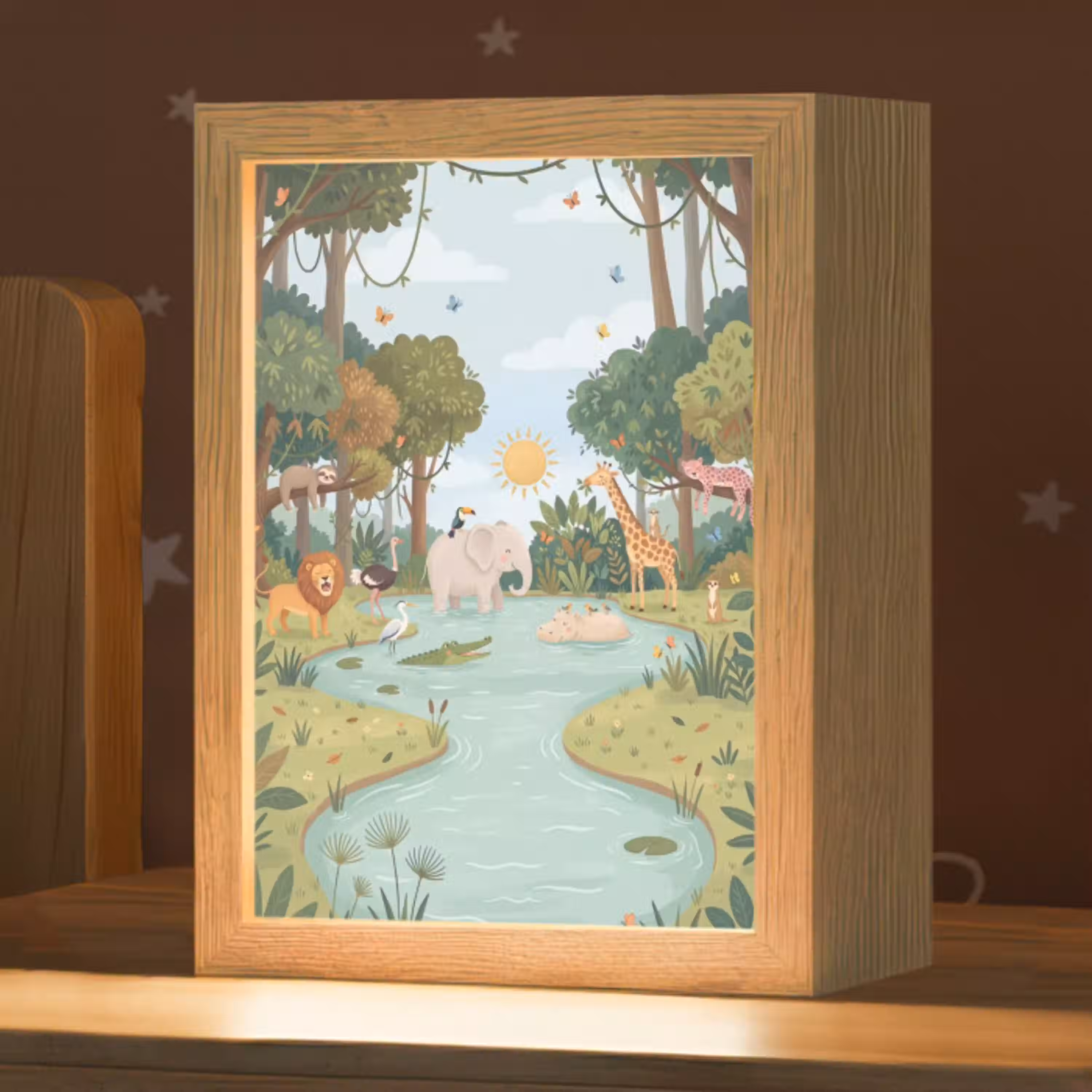 Jungle - Oase - Dieren - Kleurrijk Light Box met kabel (Kinderlampje) klein -zzz_3d_website
