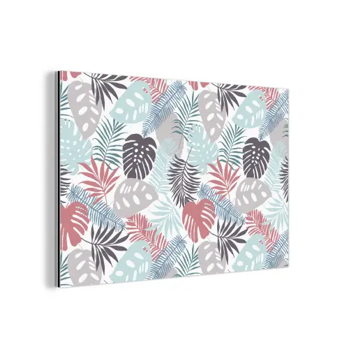Bladeren - Jungle - Pastel - Tropisch aluminium wit klein -3d